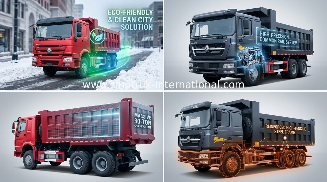 Tipper Dump Truck SINOTRUK HOWO 10 roda 371HP beban 25-40tons 10-25CBM barang