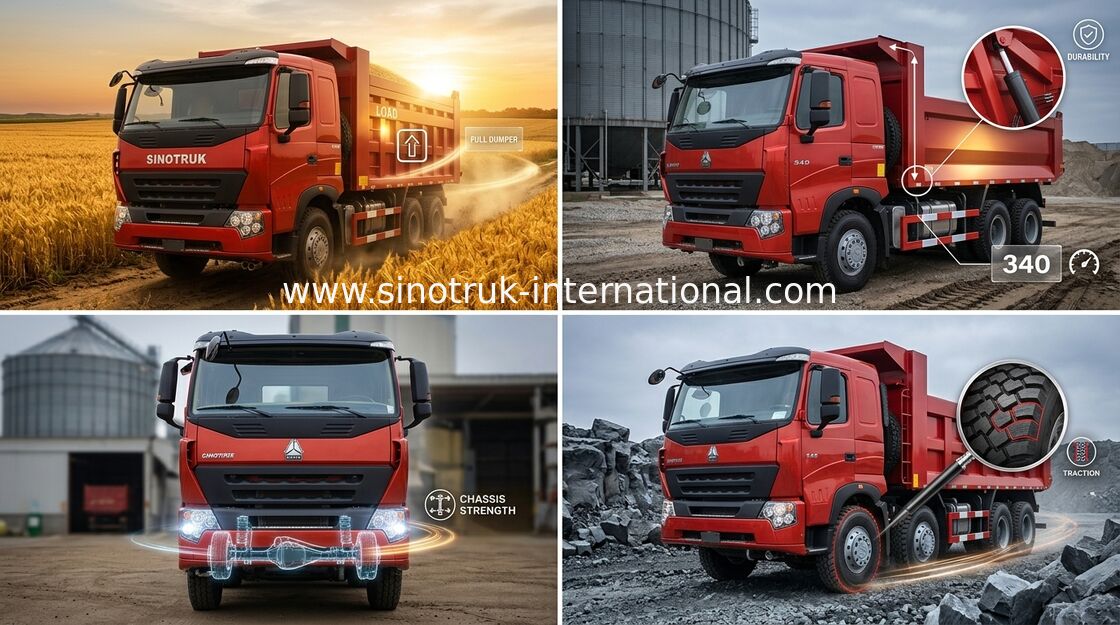 SINOTRUK Tipper Dump Truck HOWO A7 371HP mesin untuk Pertambangan ZZ3257N3847N1