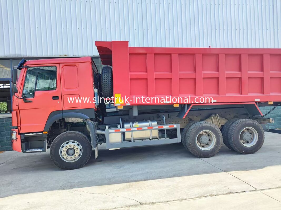 Heavy Duty HOWO 371 Horsepower 6×4 Tipper Truck Dengan Desain Tipping Tengah, 20 Meter Kubik Kargo Kargo, Dilengkapi Dengan Ban Standar 12.00R20 Untuk Transportasi Bahan Bulk