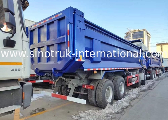 RHD 8×4 12 roda ZZ3317V3847B1R Kekuatan kuda tinggi Konsumsi bahan bakar rendah380HP Blue HOWO Tipper Truck