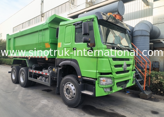 Sinotruk Howo Tipper Dump Truck 380Hp 6 × 4 U Bentuk Kargo Badan Hijau Warna