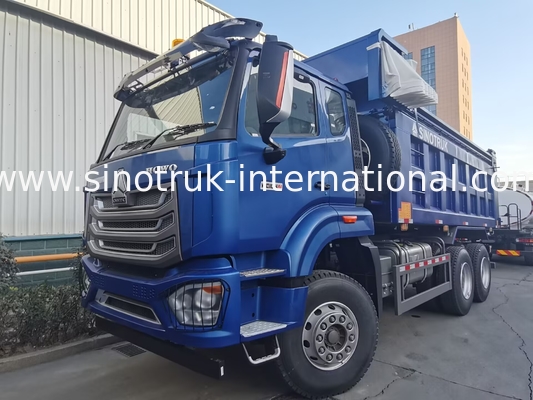 SINOTRUK HOHAN NEW HOWO 30 - 40 Ton RHD 10 Roda Tarpaulin Untuk Konstruksi Biru Efisiensi Tinggi Angkat dan Turunkan