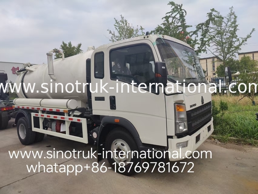 Truk Sedot Tinja HOWO Penggerak 4*2: Tangki 6m³, 160HP, Ban 8.00R20, Truk Tinja Tugas Ringan, Kendaraan Sanitasi Efisien