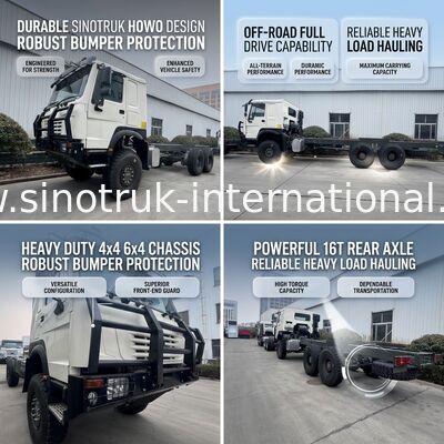 SINOTRUK HOWO 6X6 Full-Drive Truck Chassis Cargo Chassis Dengan bumper