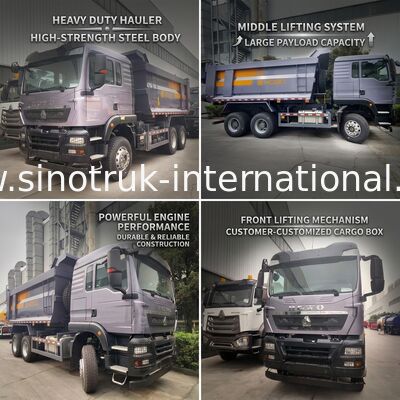 Truk Jungkit/Dump Truck SINOTRUK HOWO TX dengan Mesin Bertenaga 380HP, Muatan 30-40 Ton, dan Sistem Pengangkat Tengah