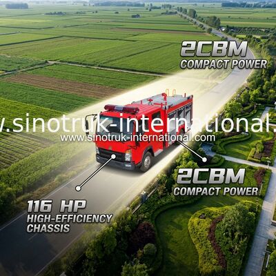 2CBM 4X2 116HP Truk pemadam kebakaran Pertanian Truk mesin pemadam kebakaran Untuk lansekap