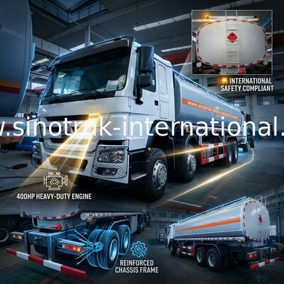 Truk Tangki Minyak Efisiensi Tinggi 8X4 LHD Euro2 400HP 31000KG