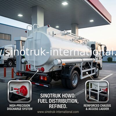 SINOTRUK HOWO 4X2 6 roda truk tangki minyak 5-6CBM Single bin dengan flowmeter