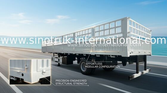 Utilitas Semi Trailer Baja Karbon 30-60 Ton Untuk Pengangkutan Barang Khusus