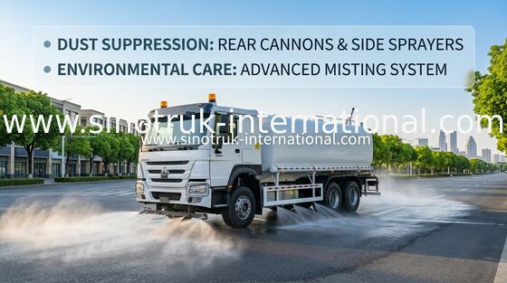 Sinotruk HOWO Putih RHD 6x4 Tangki Air Truk ZZ1257V4347B1 Dengan Fungsi Flush Tekanan Tinggi