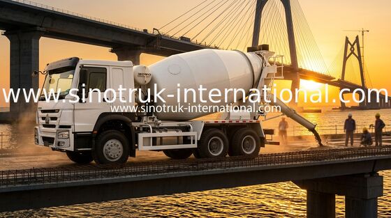 Tenaga Kuda Tinggi 400HP Konsumsi Bahan Bakar Rendah HOWO Mixer Truck LHD 6×4 10 roda