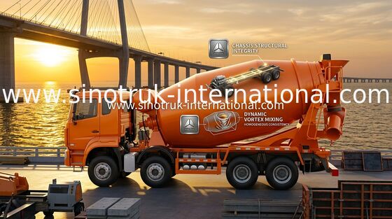 Sinotruk Howo N7 truk pengaduk beton 6 X 4 Euro 2 380hp Untuk konstruksi