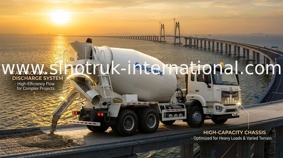 HOWO RHD 6*4 12CBM White Mixer Truck High Horsepower 380HP Efisiensi Tinggi Tangki Campuran Italia