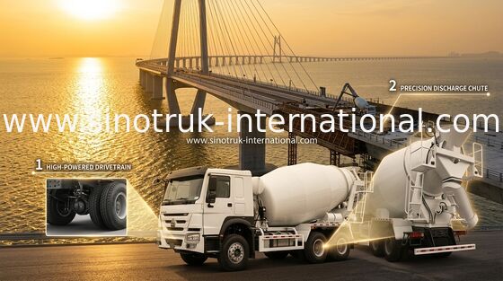 Sinotruk Howo Beton Mixer Truck 380HP 6-10CBM 6 X 4 Euro 2 Pabrik Campuran RHD