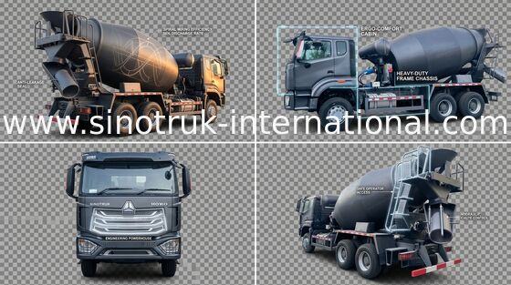 Sinotruk Howo N7 truk pengaduk beton 6-10CBM 6 X 4 Euro 2 380Hp