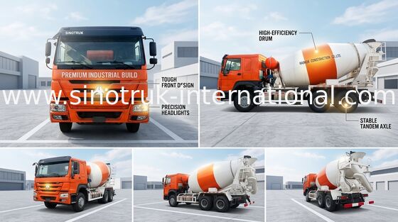 3C Sinotruk Howo Ready Mix Truk Beton 371hp 10 Roda Lhd 6x4