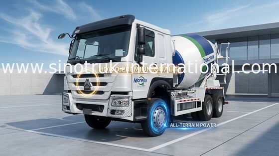 SINOTRUK WHITE HOWO 371HP Truk Pengaduk Beton LHD