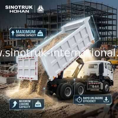 SINOTRUK HOWO 400 HP Tipper Dump Truck Untuk Konstruksi N7 Lampu Peringatan Bumper Militer