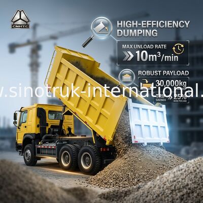 Sinotruk Howo Tipper Dump Truck 6 × 4 Lhd 10 Roda 20CBM Kargo Box Ban Mining