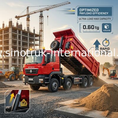 Sinotruk Howo Tipper Dump Truck Tx 400Hp Euro 2 8 × 4 Lhd Bentuk U Kotak Kargo Merah