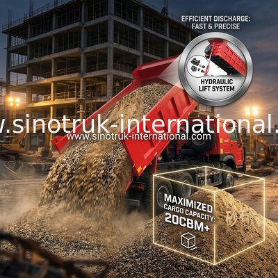 Sinotruk Howo Tipper Dump Truck 6 × 4 Lhd 10 Roda Ghost Face Bumper Ban Mining