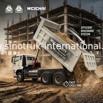 30 - 40 Ton RHD 10 Roda Tarpaulin Sinotruk Howo 6x4 Truk Tipper Untuk Konstruksi