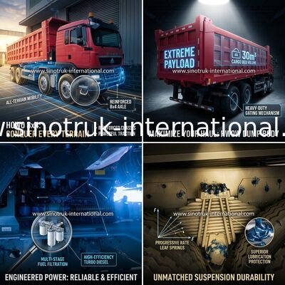 Sinotruk Howo Tipper Dump Truck Tx 400Hp Euro 2 8 × 4 Lhd 12 Roda Merah