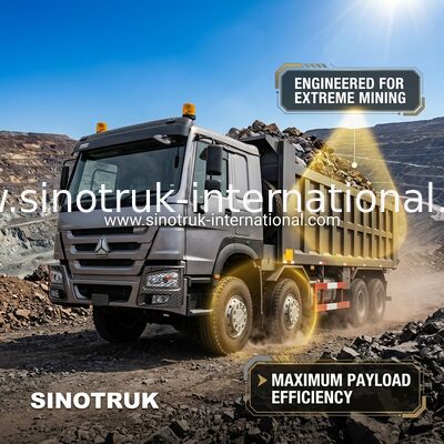 RHD 8×4 12 roda Kekuatan kuda tinggi HOWO 26CBM Truk Tipper 380HP Konsumsi bahan bakar rendah