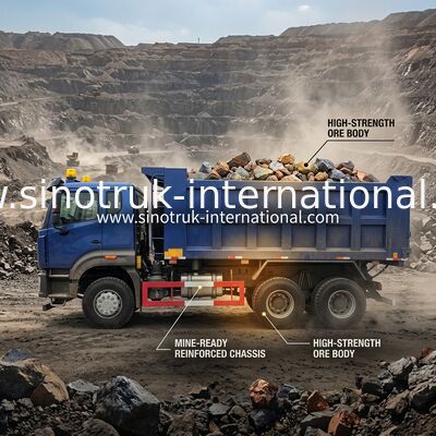 Sinotruk N7 Tipper Dump Truck 10 Roda 400Hp 6 × 4 Dengan Lampu Peringatan